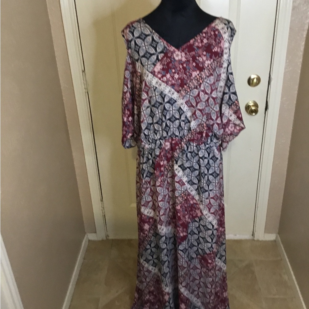 Elegant Multicolor Geometric Maxi Dress